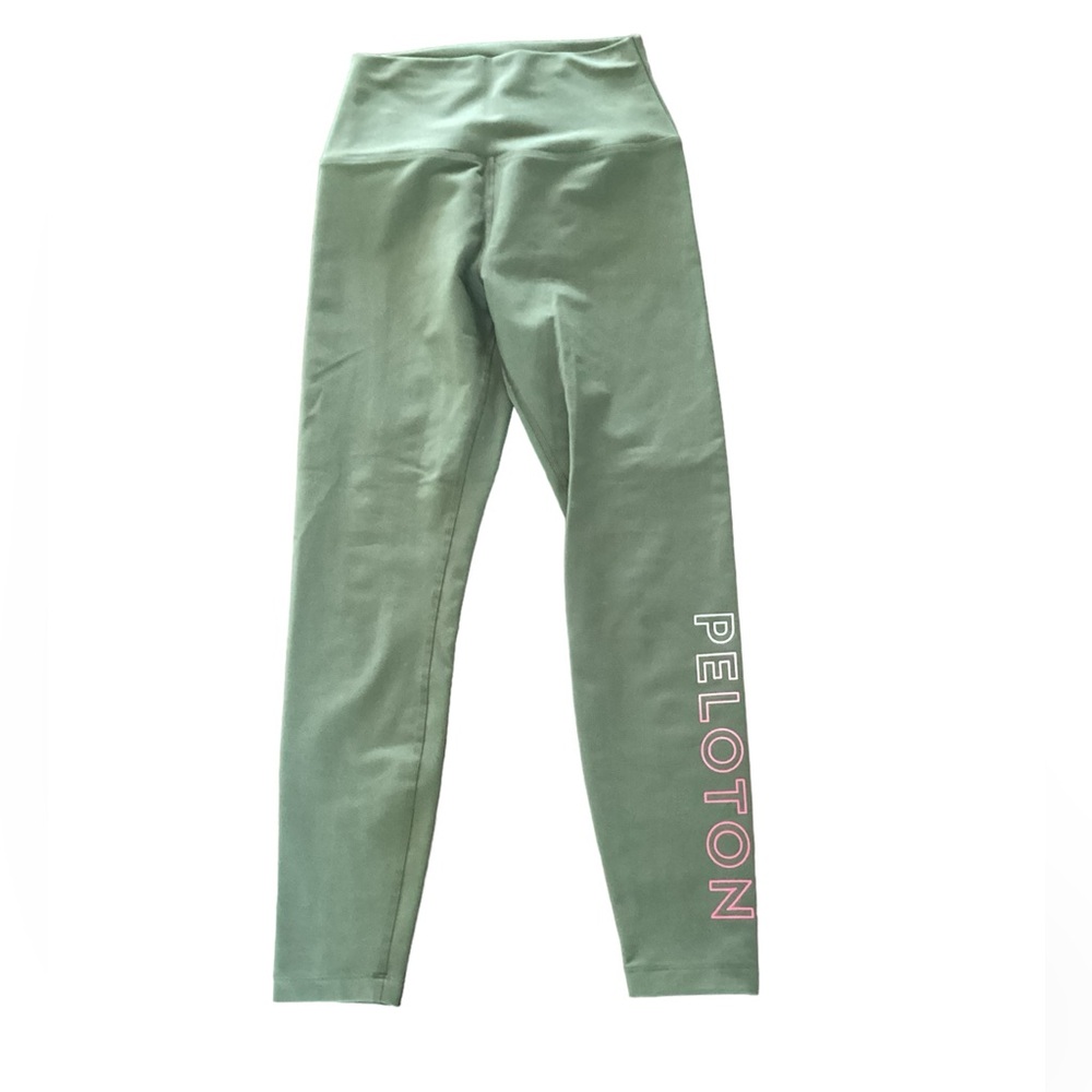 Womens Peloton Cadence Leggings High‎ Waist Olive Green Pink Logo RN150110 Small